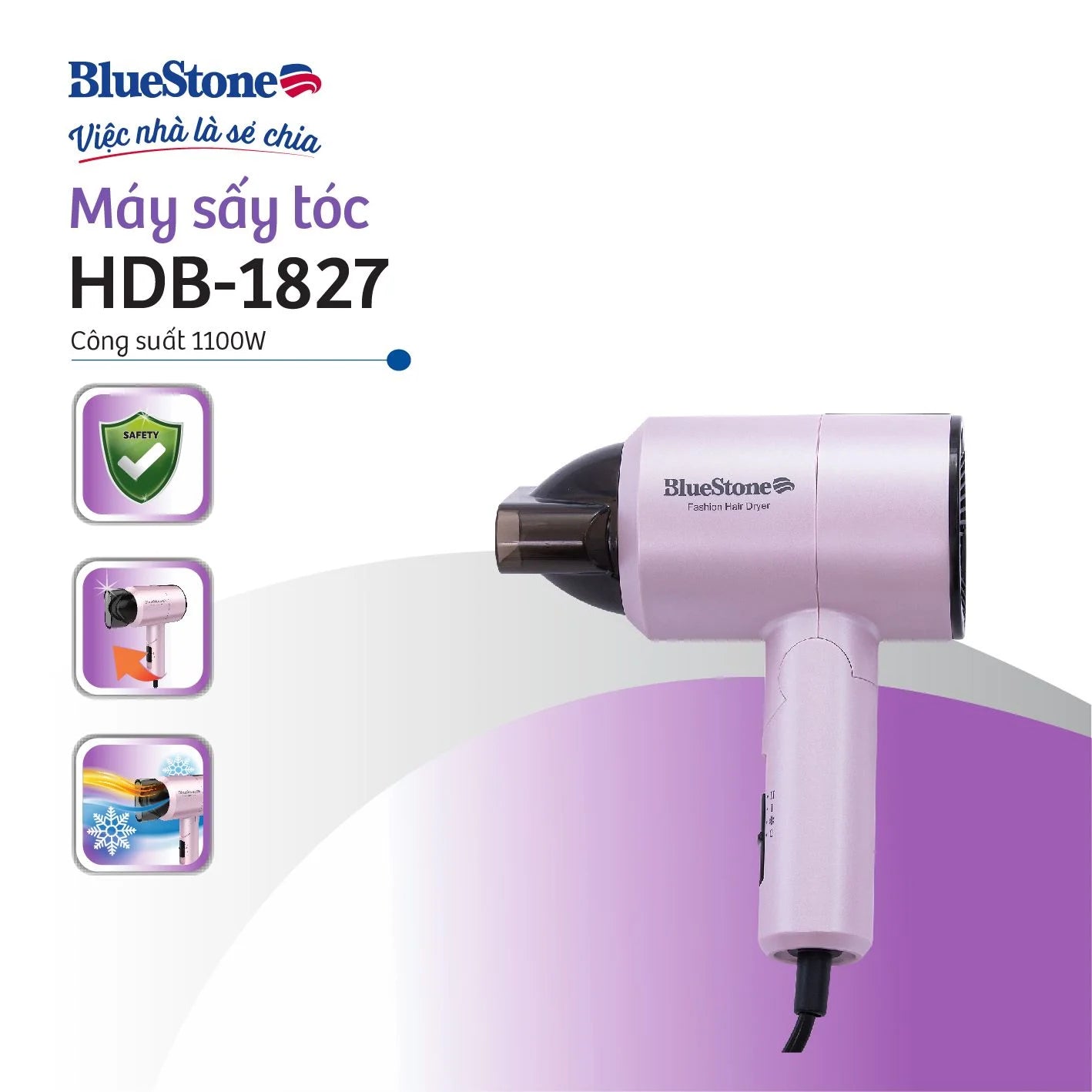 Máy Sấy Tóc BlueStone HDB-1827 1100W Máy Sấy Tóc BlueStone HDB-1827 1100W